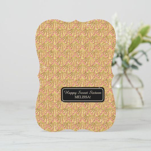 16e verjaardag Glam Great Gatsby Style Kaart (Staand voorkant)