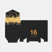 16e verjaardag glitter druppelt zwart goud dank je bedankdoosjes (Uitgevouwen)