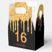 16e verjaardag glitter zwart goud bedankt bedankdoosjes (Geopend)
