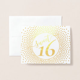 16e verjaardag Glittery Confetti Script Gold Folie Kaarten