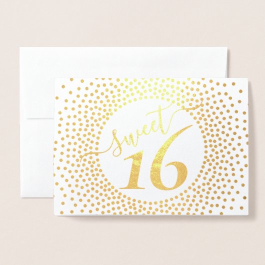 16e verjaardag Glittery Confetti Script Gold Folie Kaarten (Voorkant met envelop)