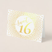 16e verjaardag Glittery Confetti Script Gold Folie Kaarten (Voorkant)