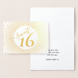 16e verjaardag Glittery Confetti Script Gold Folie Kaarten