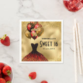 16e verjaardag Gold Glitter Red Dress Sweet 16 Servet (Insitu)