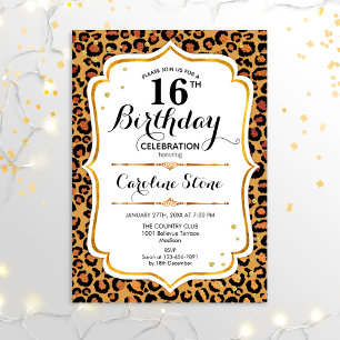 16e verjaardag - Gold Leopard Print Kaart