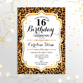 16e verjaardag - Gold Leopard Print Kaart