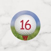 16e verjaardag golf op rood t-shirt confetti (Kleine voorkant)