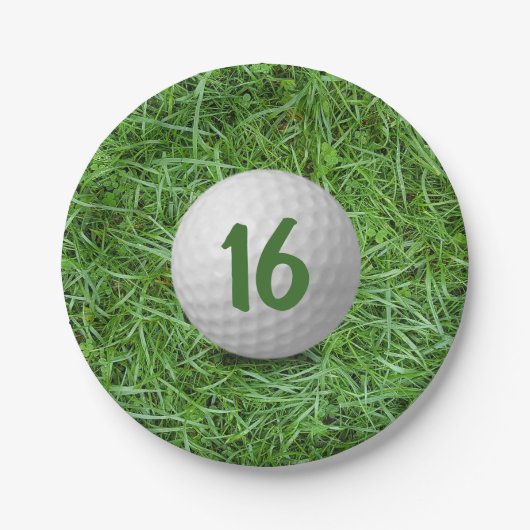 16e verjaardag Golfbal op Bord van graspapier (Voorkant)