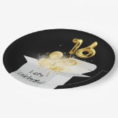 16e verjaardag goudballonnen in witte doos papieren bordje (Gekanteld)