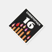 16e verjaardag gouden kaarsen A01A Servetten (Hoek)
