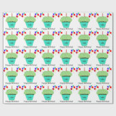 16e verjaardag groene cupcake ballonnen aanpassen  cadeaupapier (Vlak)