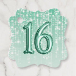 16e Verjaardag Groene Folie Balloon Twinkle Lights Bedankjes Labels