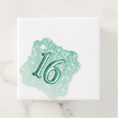 16e Verjaardag Groene Folie Balloon Twinkle Lights Bedankjes Labels (In situ)