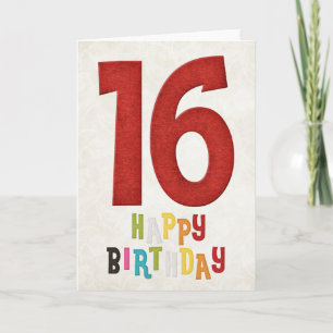16e verjaardag Happy Birthday Kaart Design 4