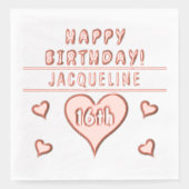16e verjaardag Harten Naam Elke leeftijd Folie Servetten (Voorkant)