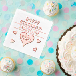 16e verjaardag Harten Naam Elke leeftijd Folie Servetten