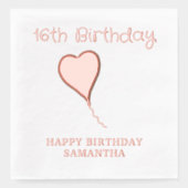 16e Verjaardag Hartnaam Leeftijd Folie Servetten (Voorkant)