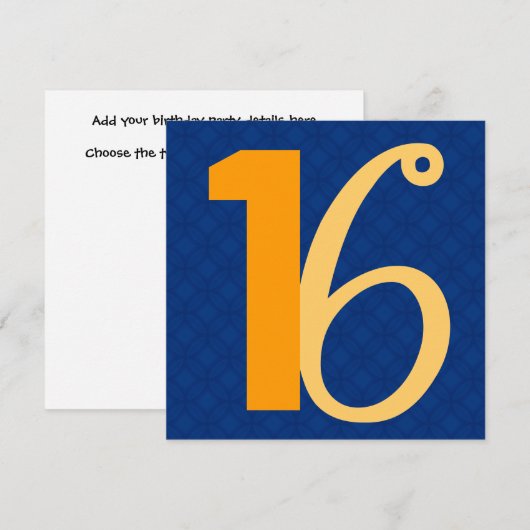 16e verjaardag Huge Numbers Blue en Gold W948 Kaart (Voorkant / Achterkant)