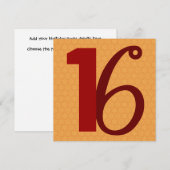 16e verjaardag Huge Numbers Gold en Red W958 Kaart (Voorkant / Achterkant)