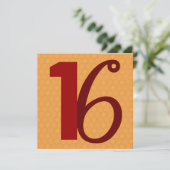 16e verjaardag Huge Numbers Gold en Red W958 Kaart (Staand voorkant)