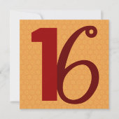 16e verjaardag Huge Numbers Gold en Red W958 Kaart (Voorkant)