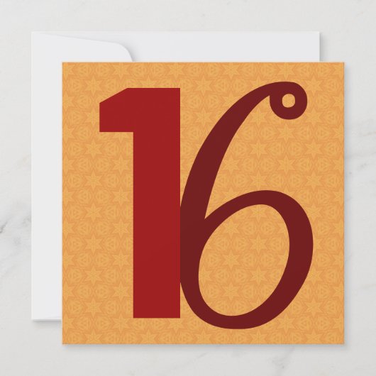 16e verjaardag Huge Numbers Gold en Red W958 Kaart (Voorkant)