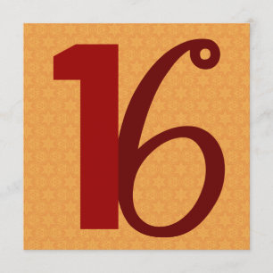 16e verjaardag Huge Numbers Gold en Red W958 Kaart