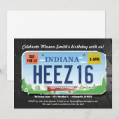 16e verjaardag Indiana-licentieuitnodiging voor jo Kaart (Voorkant / Achterkant)