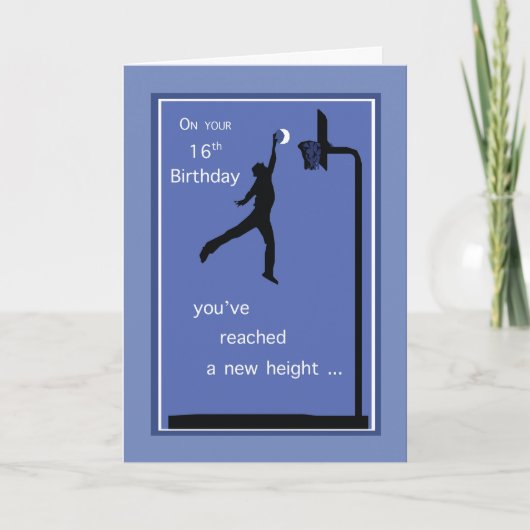 16e verjaardag jongen basketbal bereiken hoog op b kaart (Voorkant)