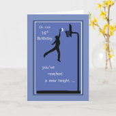 16e verjaardag jongen basketbal bereiken hoog op b kaart (Gele Bloem)