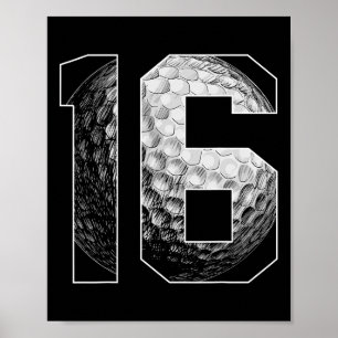 16e Verjaardag Jongen Golf Speler Golf 16 Jaar Oud Poster