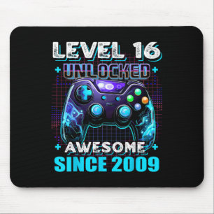 16e Verjaardag Jongen Level 16 Gamer 16 Jaar Video Muismat