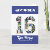 16e verjaardag Jubileum nummer 16 fotocollage Kaart (Voorkant)