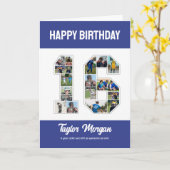 16e verjaardag Jubileum nummer 16 fotocollage Kaart (Gele Bloem)