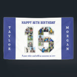 16e verjaardag Jubileum nummer 16 fotocollage Spandoek<br><div class="desc">Vier 16e verjaardag of trouwdag met deze aangepaste fotocollage. Kies uw favoriete foto's voor weergave. Pas de naam, tekst en datum aan uw gelegenheid aan. Dit wordt een mooie aandenken met gepersonaliseerde boodschap om op terug te kijken met familie en vrienden. Als je een ander nummer nodig hebt als je...</div>