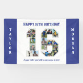 16e verjaardag Jubileum nummer 16 fotocollage Spandoek (Horizontaal)