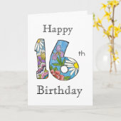 16e verjaardag kaart (Gele Bloem)