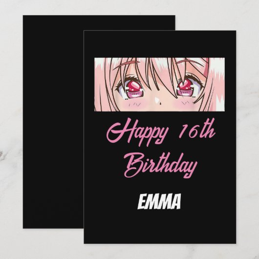 16e verjaardag kaart (Voorkant / Achterkant)