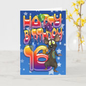 16e verjaardag Kaart, Happy Birthday Kaart (Gele Bloem)