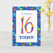 16e verjaardag Kaart voor Son, Stripes and Stars (Gele Bloem)