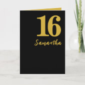 16e Verjaardag Kaart, Zwart en Goud Verjaardag Kaa Aankondiging (Voorkant)