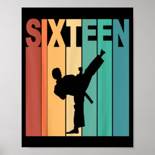 16e verjaardag Karate Taekwondo Thema 16 Jaar Oud Poster