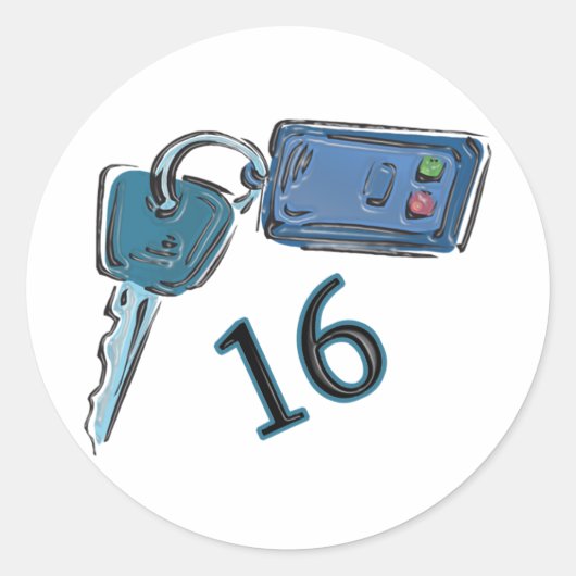 16e verjaardag — Keiffels Ronde Sticker (Voorkant)