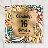 16e verjaardag kleurenafdrukken op maat bedankjes labels (Voorkant)