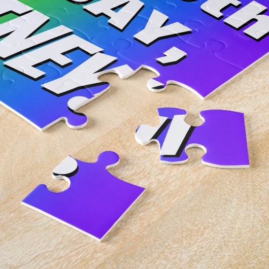 16e verjaardag: kleurrijk, vun regenboogpatroon #  legpuzzel (Zijkant)