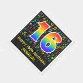 16e verjaardag - kleurrijke muzieksymbolen, regenb servet (Hoek)