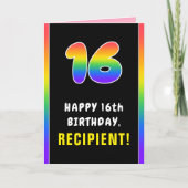 16e verjaardag: kleurrijke regenboog # 16, Naam va Kaart (Voorkant)
