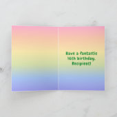 16e verjaardag: kleurrijke regenboog # 16, Naam va Kaart (Binnen)