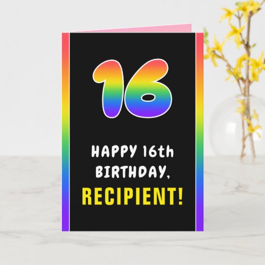 16e verjaardag: kleurrijke regenboog # 16, Naam va Kaart (Gele Bloem)