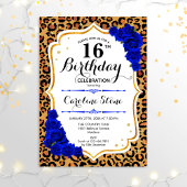 16e Verjaardag - Koninklijk Blauwe Gouden Luipaard Kaart